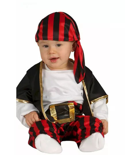 Zwarte en rode piraten rover outfit voor baby's