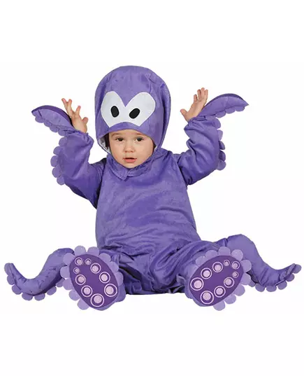 Déguisement combinaison avec capuche poulpe violet bébé
