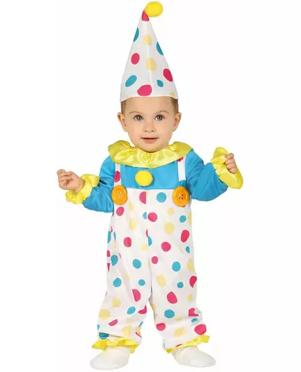 Déguisement combinaison clown à pois pastel bébé, Taille: 18–24 mois (89–93cm)