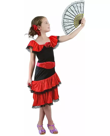 Flamenco danseres outfit voor meisjes, Maat: 4–6 jaar (110–120 cm)