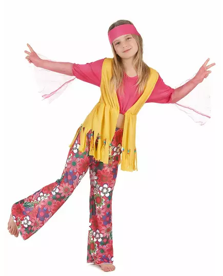 Déguisement hippie muticolore fille, Taille: 4–6 ans (110–120 cm)