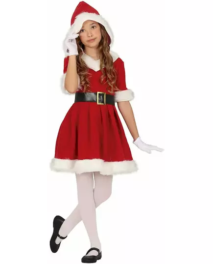 Déguisement mère Noël à capuche fille, Taille: 3–4 ans (95–105 cm)
