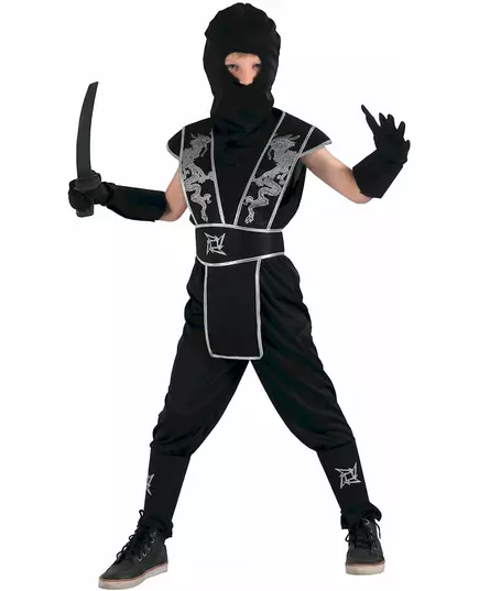 Shuriken ninja kostuum voor jongens, Maat: 4–6 jaar (110–120 cm)
