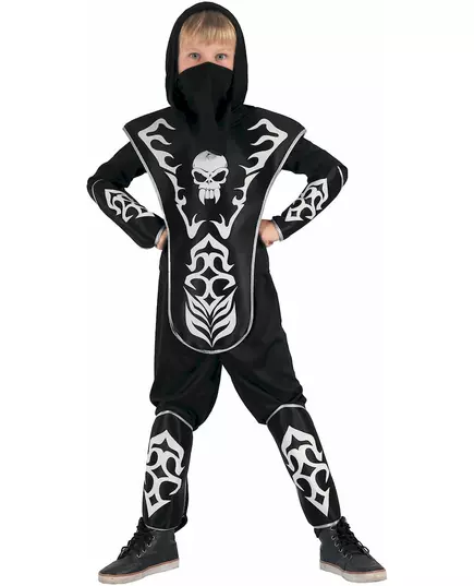 Déguisement ninja tête de mort garçon, Taille: 3–4 ans (92–104 cm)