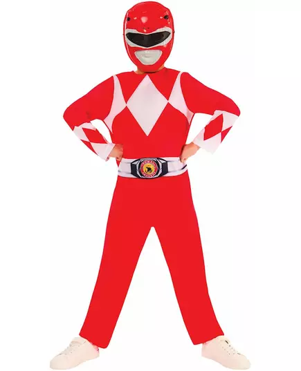 Power Ranger Kostuum rood kinderen, Maat: 5–6 jaar (110 tot 116 cm)