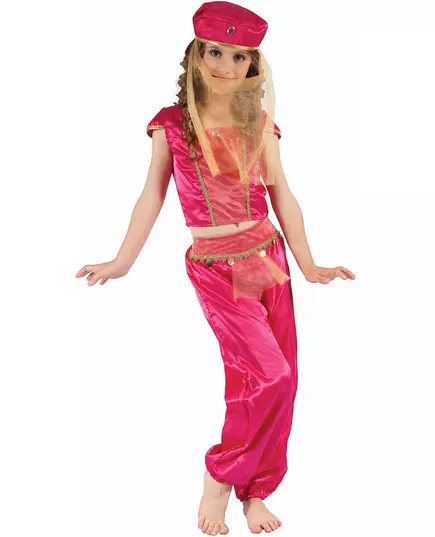 Déguisement danseuse orientale rose et or fille, Taille: 4–6 ans (110–120 cm)