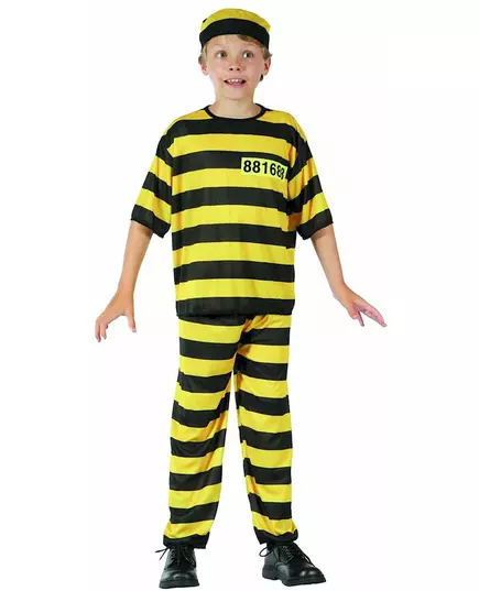 Déguisement prisonnier jaune garçon, Taille: 7–9 ans (120–130 cm)
