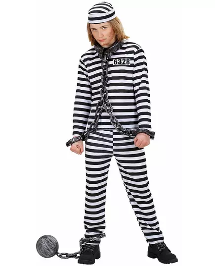 Déguisement prisonnier noir et blanc adolescent