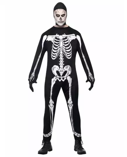 Déguisement squelette homme avec cagoule Halloween, Taille: Large