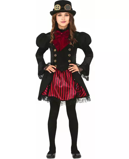 Déguisement Steampunk rouge glamour fille, Taille: 5–6 ans (110–115 cm)