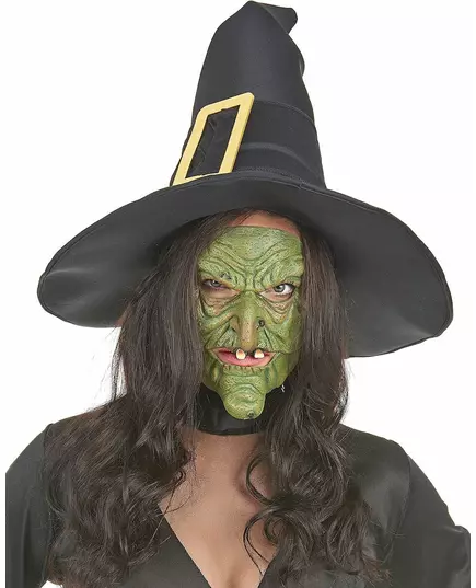 Demi masque latex nez et menton sorcière verte adulte