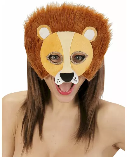 Demi masque peluche lion adulte