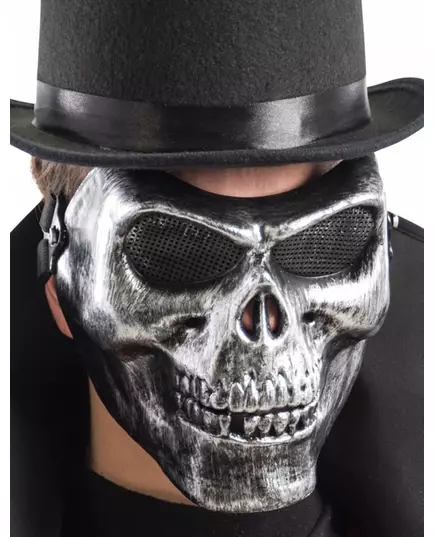 Zilverkleurig skelet halfmasker voor volwassenen