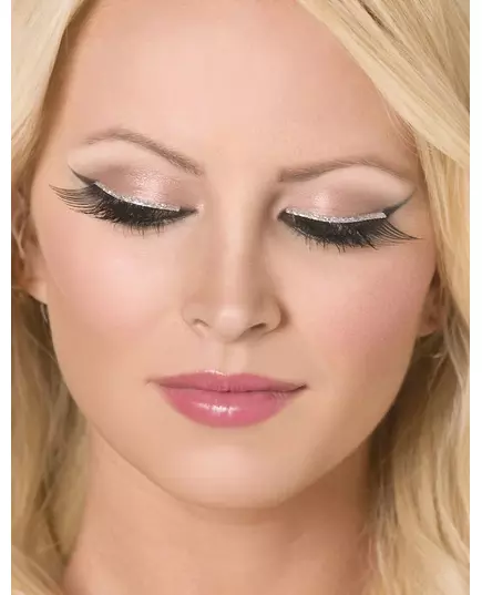 Faux cils courts noirs base argentée adulte
