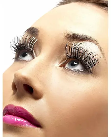 Faux cils longs noirs et argent adulte