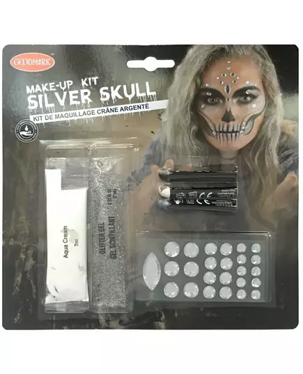 Kit maquillage squelette sexy argent adulte
