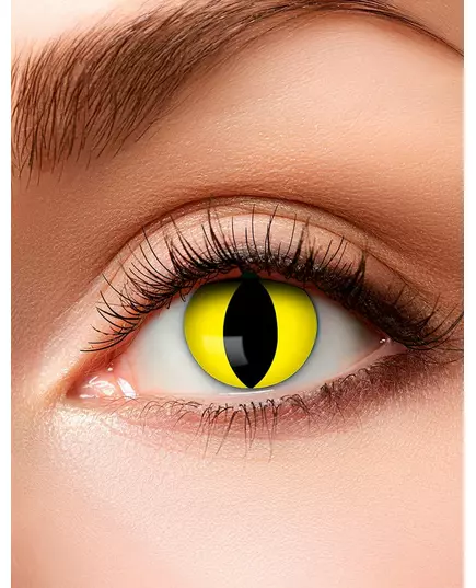 Lentilles de contact fantaisie jaunes à motif yeux de reptile pour adultes