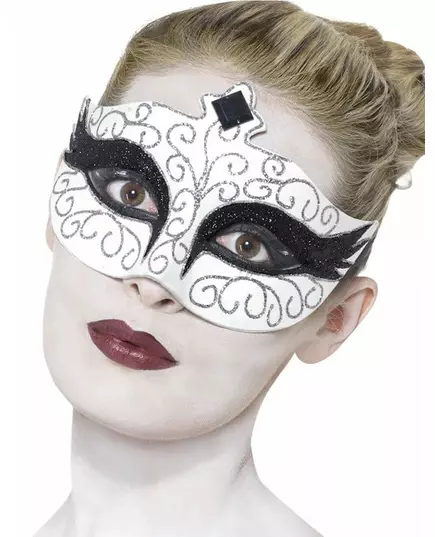 Loup blanc avec paillettes noir et argent adulte