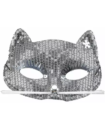 Loup chat à sequins argenté adulte