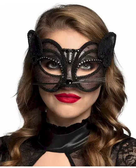 Loup chat en dentelle noire femme