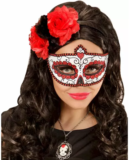 Rood glittermasker Día de los muertos