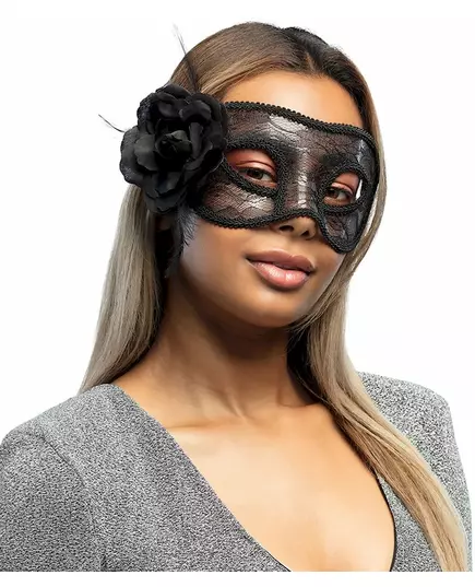 Zwart kanten masker met roos voor vrouwen