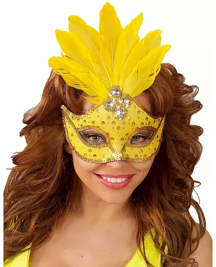 Loup jaune avec plumes femme