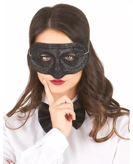 Loup plastique pailleté noir adulte