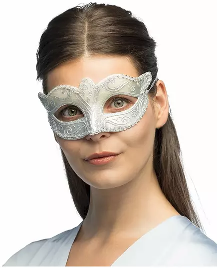Zilverkleurig Venetiaanse masker met glitters vrouwen