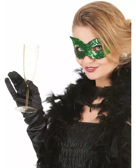 Loup vénitien avec sequins vert adulte