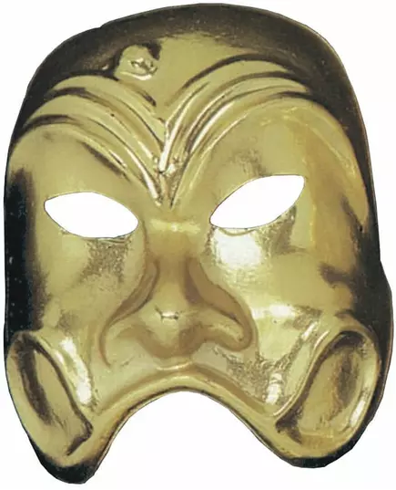 Goudkleurig komedie masker voor volwassenen