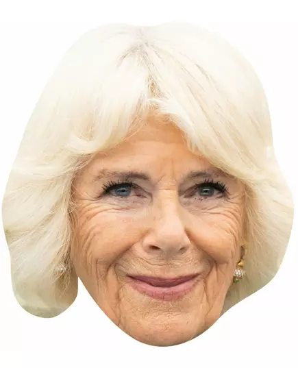 Het kartonnen masker van gemalin van de koning Camilla