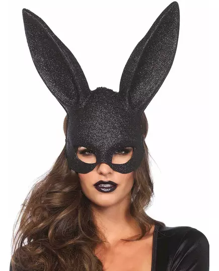 Masque lapin noir pailleté adulte