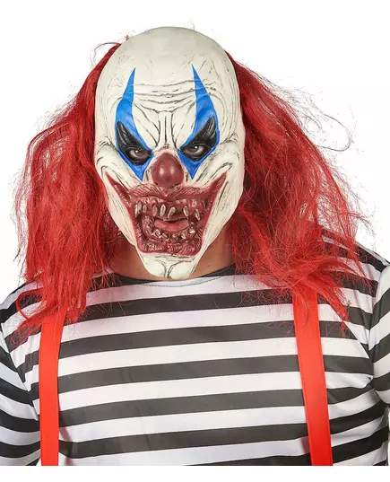 Latex enge clown masker met haren voor volwassenen