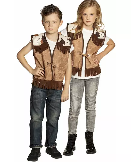 Lichtbruin western gilet voor kinderen, Maat: 4–6 jaar (104–116 cm)