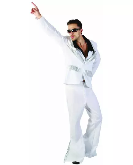 Déguisement disco homme blanc et argent, Taille: Large