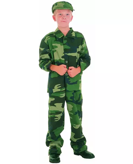 Déguisement militaire camouflage garçon, Taille: 10–12 ans (130–140 cm)