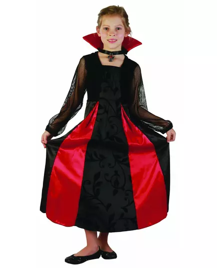 Déguisement Vampire satiné fille, Taille: 7–9 ans(120–130 cm)