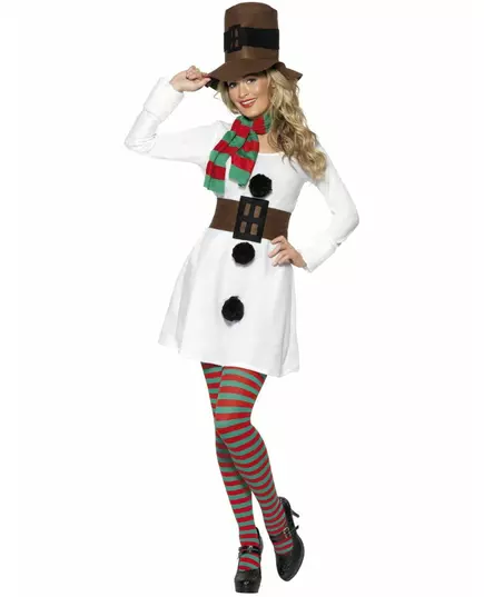 Déguisement bonhomme de neige femme Noël, Taille: Medium