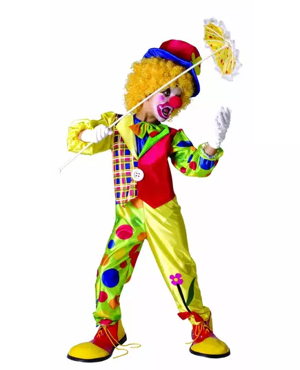Déguisement clown multicolore garçon, Taille: 7–9 ans (120–130 cm)