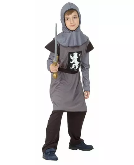Maliënkolder ridderkostuum voor jongens, Maat: 7–9 jaar (120–130 cm)