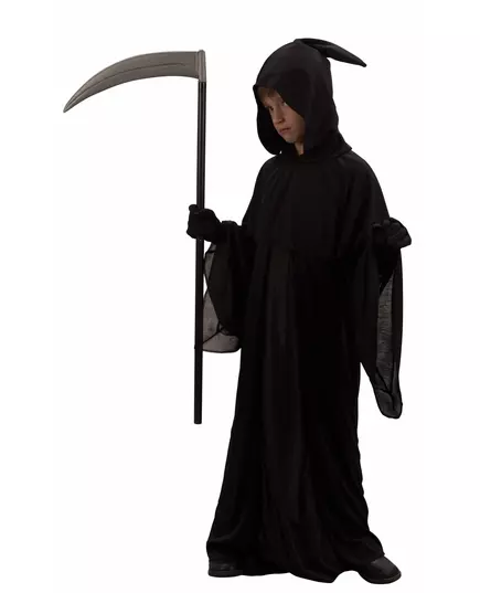 Déguisement faucheur noir enfant Halloween, Taille: 7–9 ans (120–130 cm)