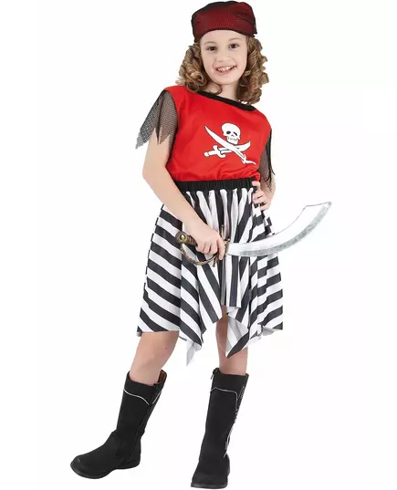 Déguisement pirate corsaire rouge fille, Taille: 7–9 ans (120–130 cm)
