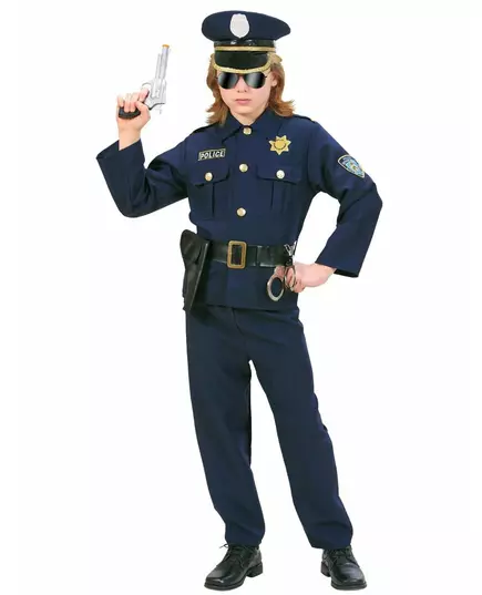 Politie agent kostuum voor jongens, Maat: 5–7 jaar (128 cm)