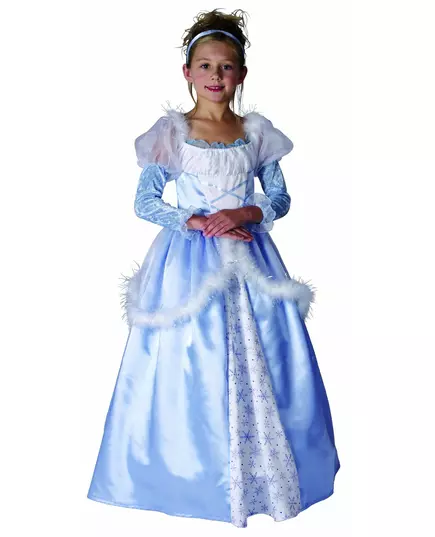 Blauw prinsessen kostuum voor meisjes, Maat: 7–9 jaar (120–130 cm)