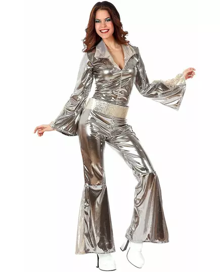 Déguisement disco argenté femme, Taille: X-Large