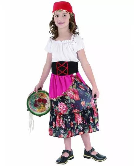 Zigeunerinnenkostuum voor kinderen, Maat: 7–9 jaar (120–130 cm)