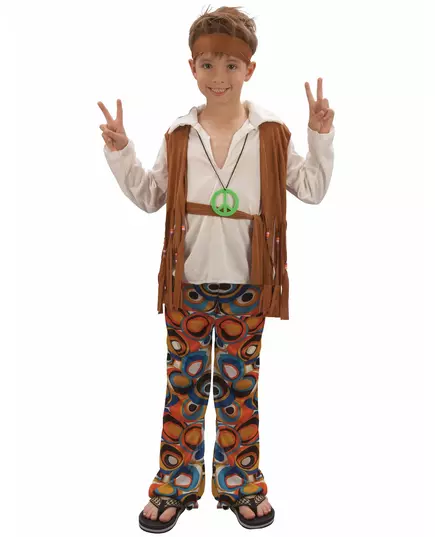 Déguisement hippie marron garçon, Taille: 7–9 ans (120–130 cm)