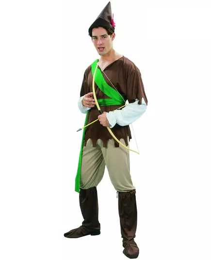 Bruine en groene Robin Hood outfit voor mannen, Maat: Small