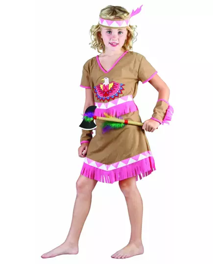 Déguisement indienne franges roses fille, Taille: 10–12 ans (130–140 cm)